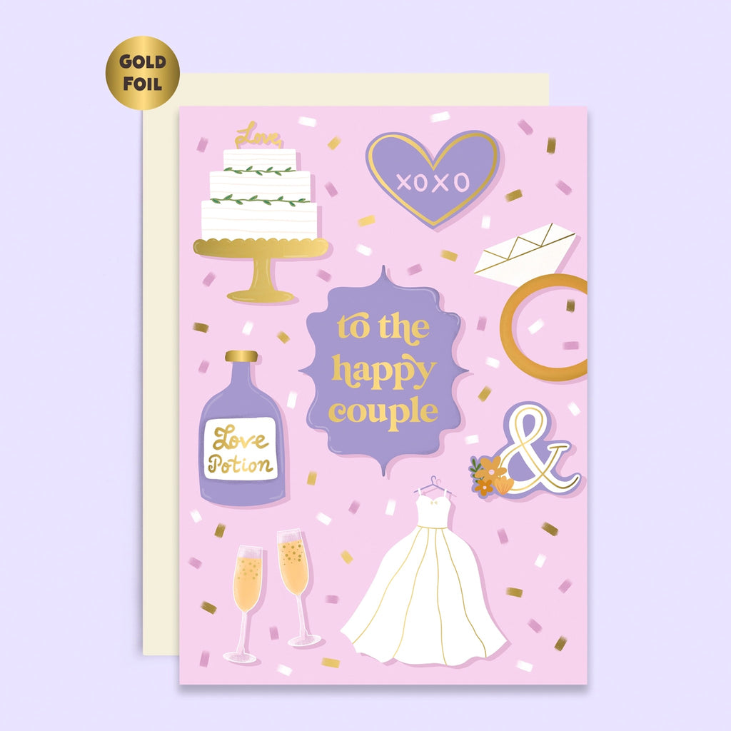 Wedding Icons Happy Couple Card.