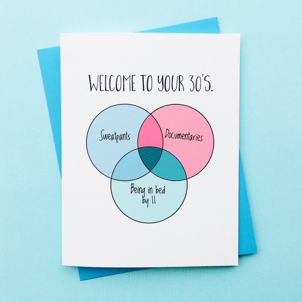 Welcome To Your 30's Venn Diagram Card.