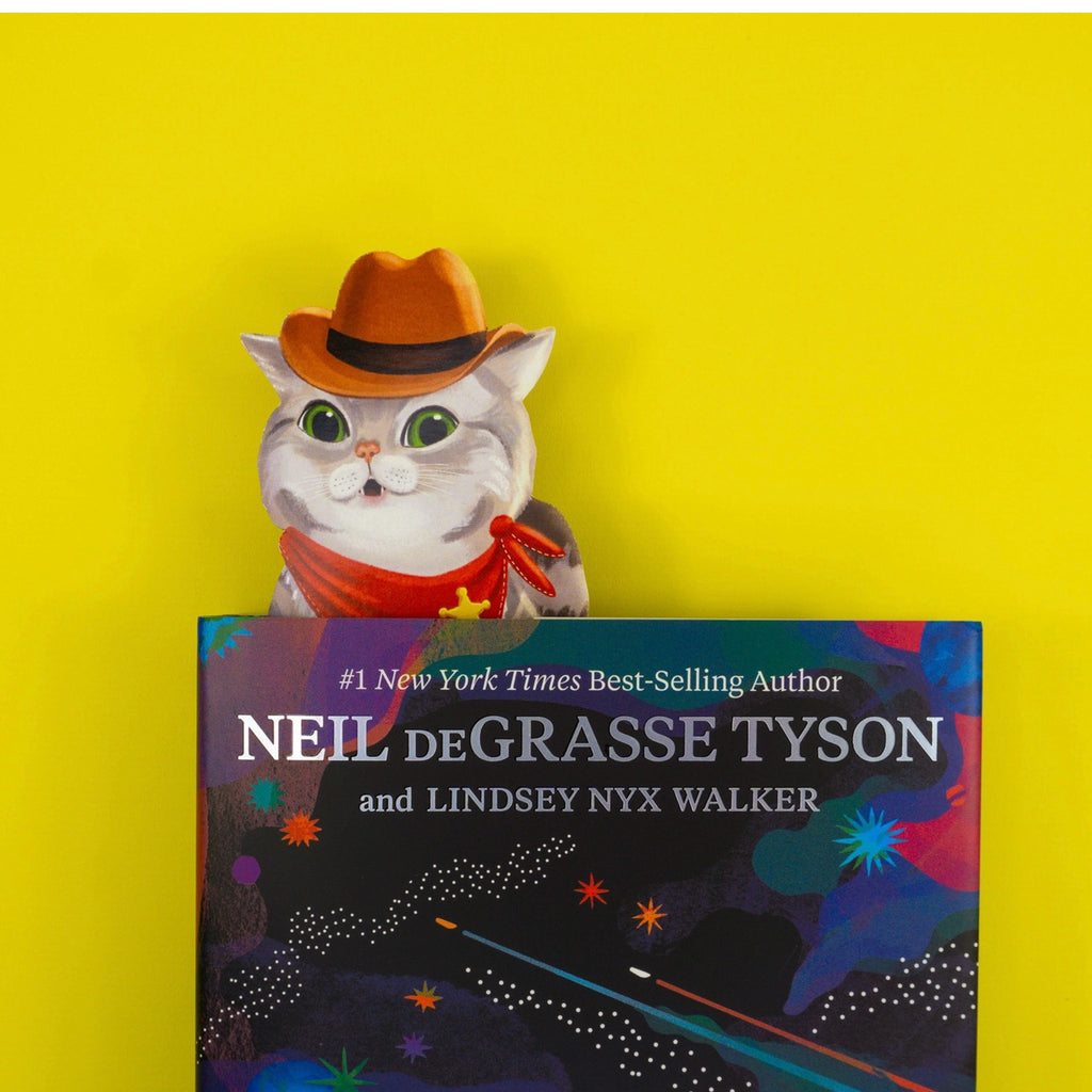 Western Cat Die-Cut Bookmark on front of book.