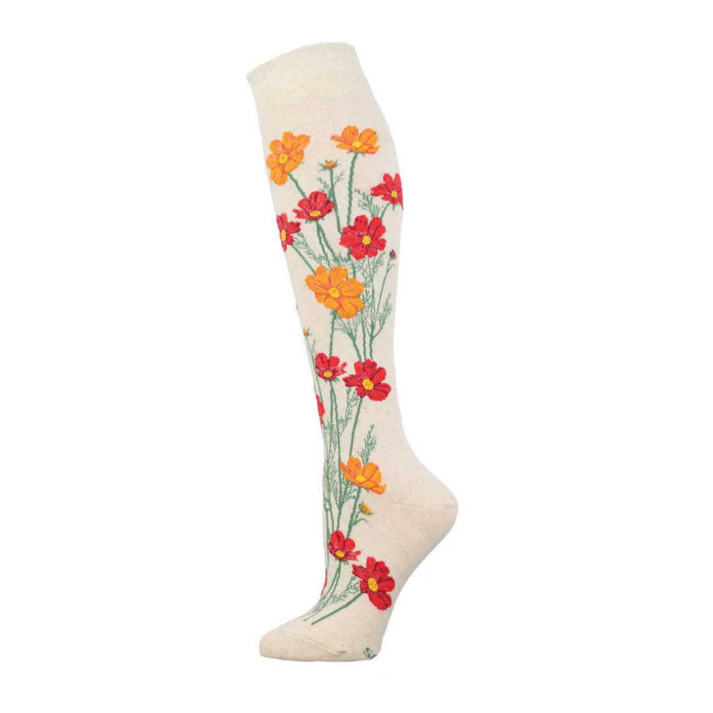 Where The Wildflowers Grow Knee High Socks Ivory Heather.