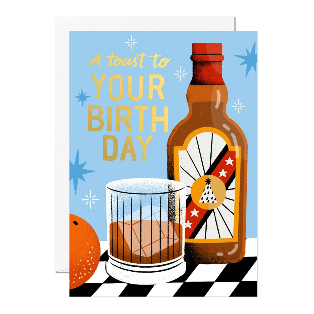 Whiskey Toast Birthday Card.