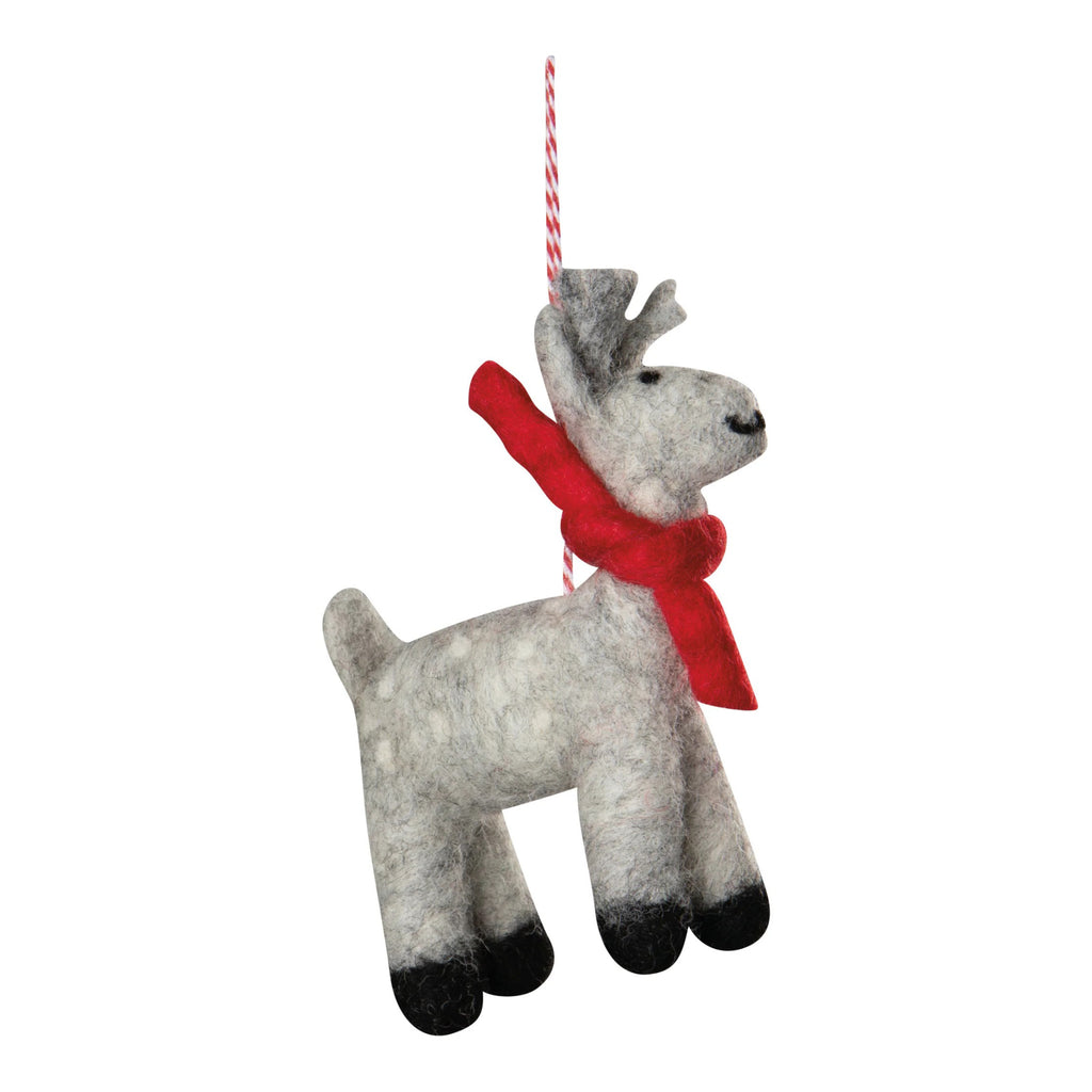 White Ornament Felt Arctic Deer.