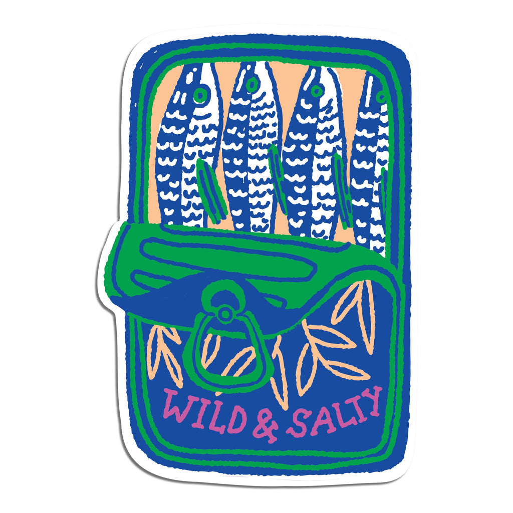 Wild & Salty Sardines Die Cut Sticker.