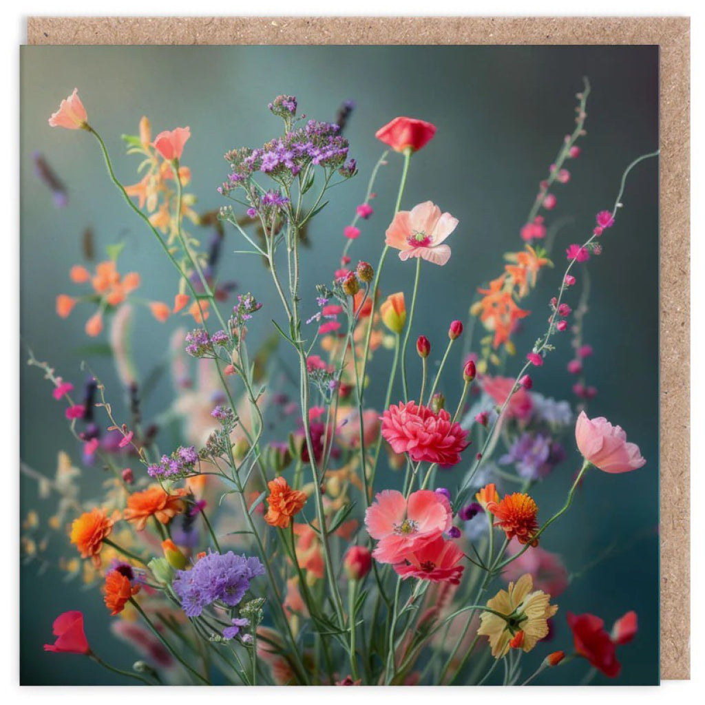 Wild Flower Bouquet Blank Card.