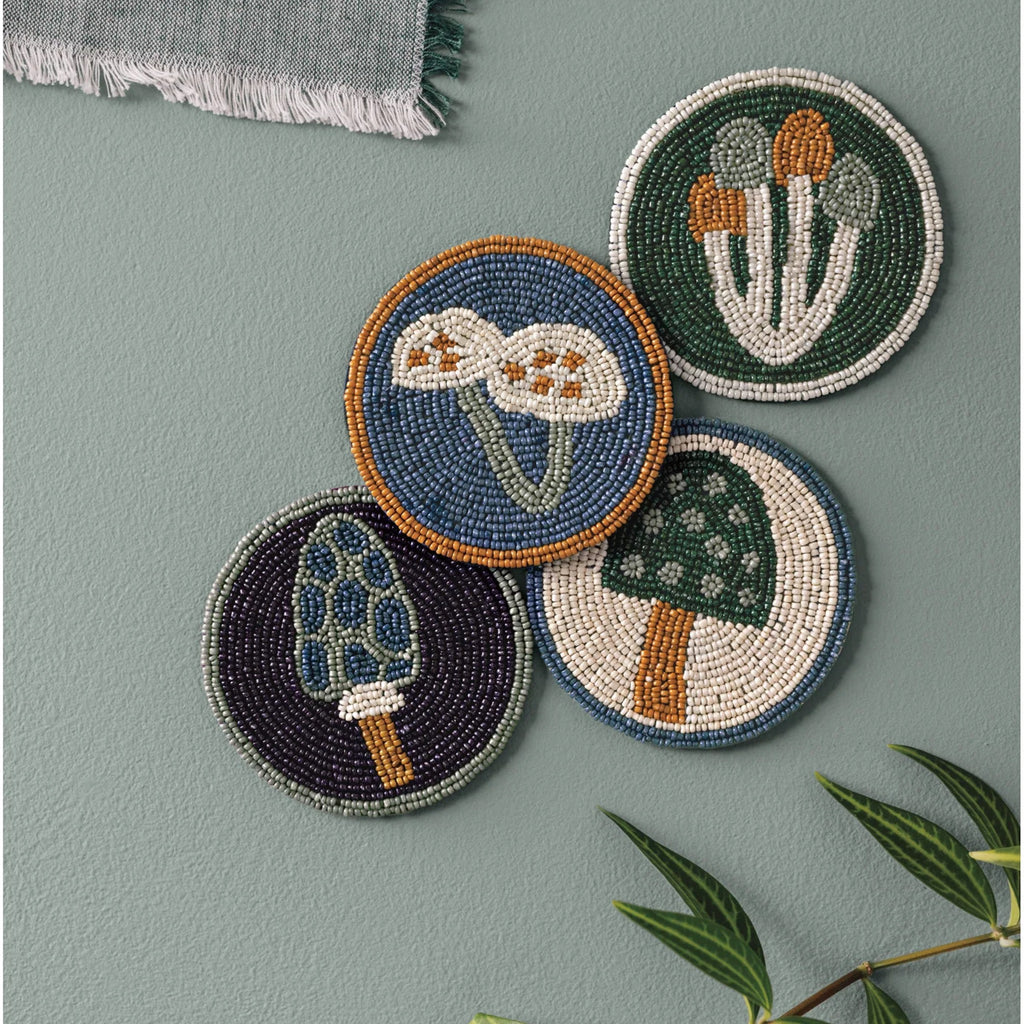 Wildgrove Beaded Coasters Set of 4 on wall.