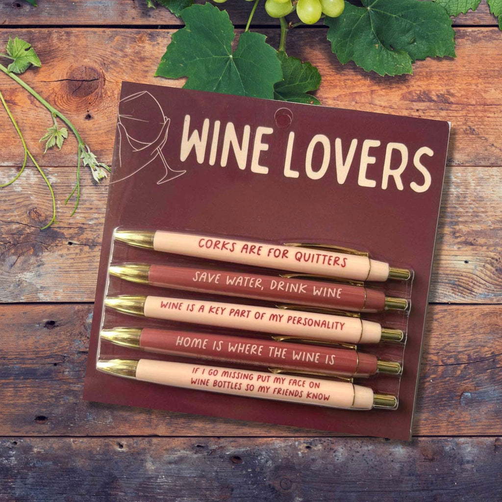 Wine Lovers Pen Set on table.