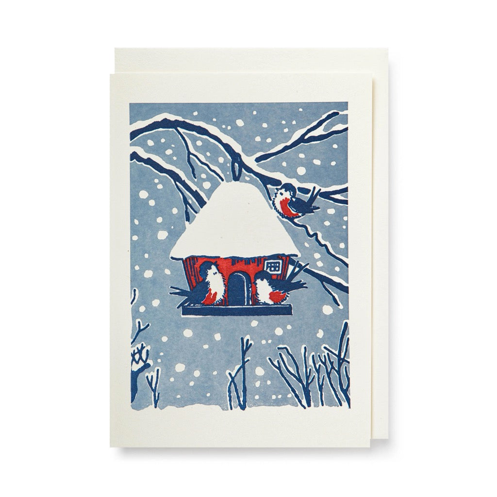 Winter Birds Mini Letterpress Card.