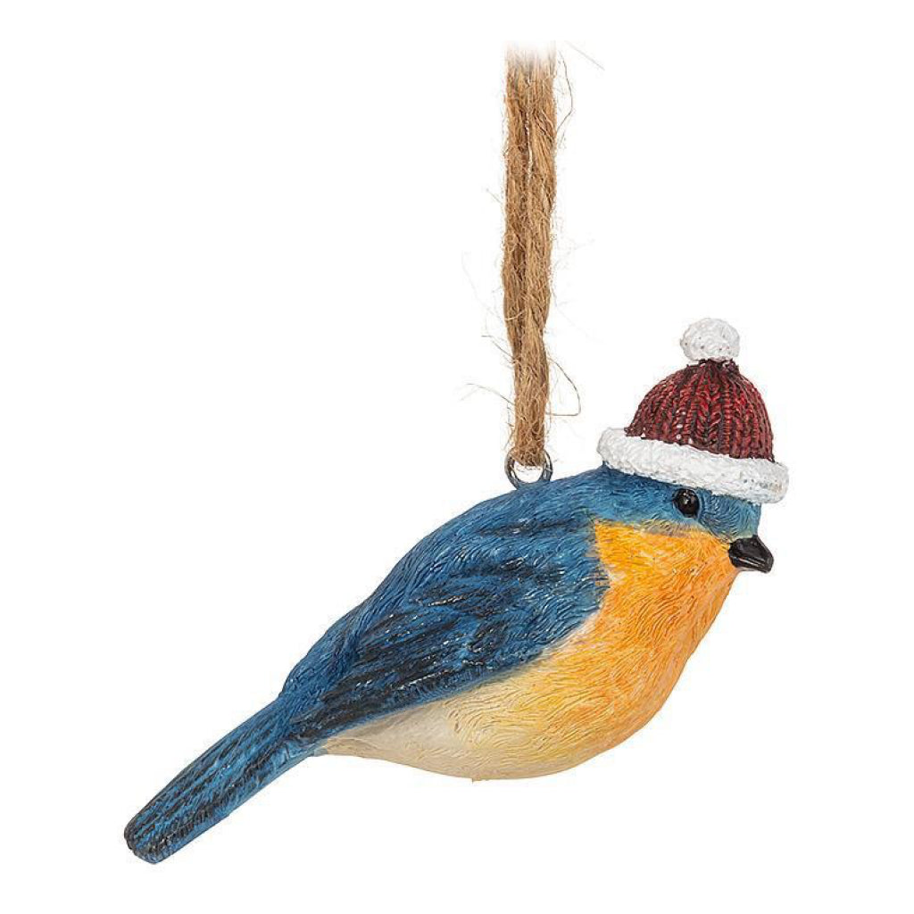 Winter Dress Bird Ornament with hat.