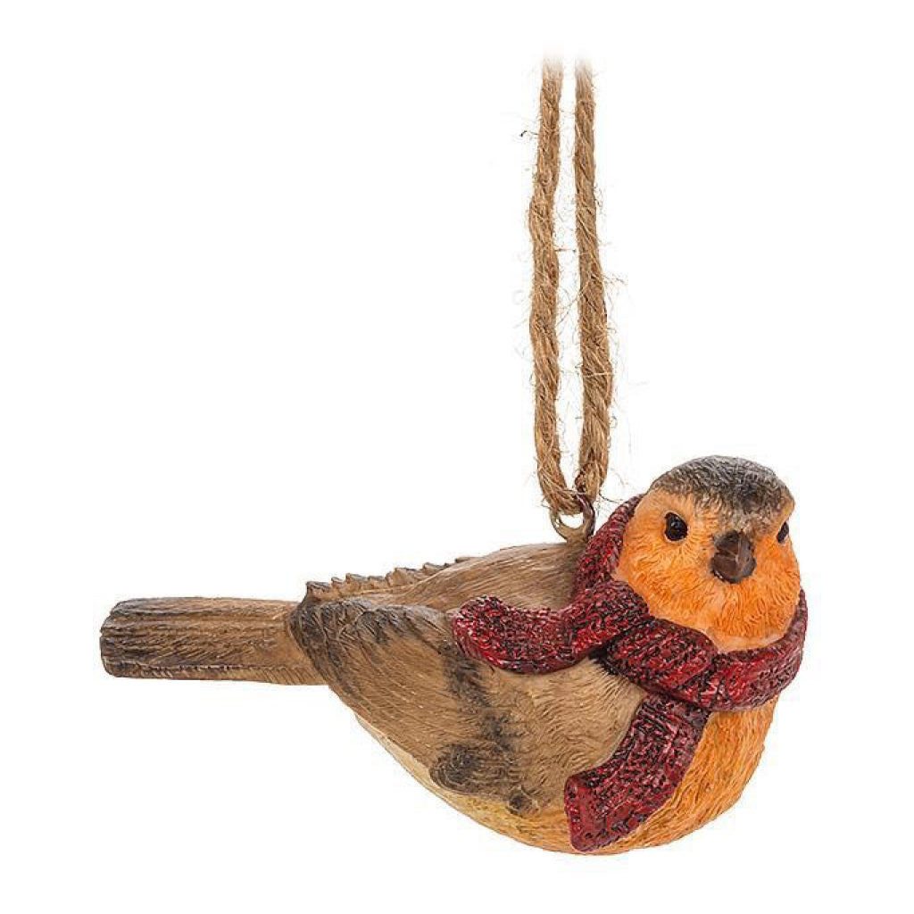 Winter Dress Bird Ornament with scarf.