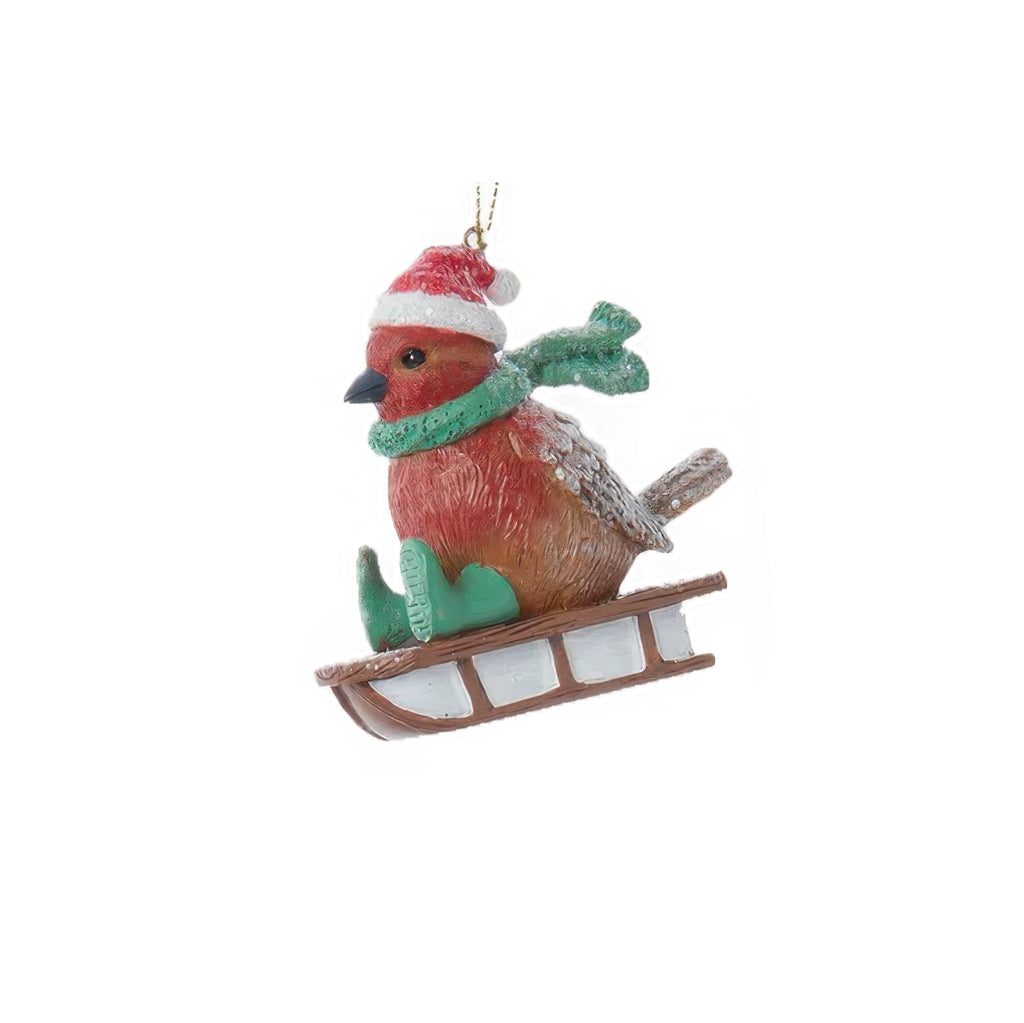 Winter Sport Bird Ornament sledding bird.