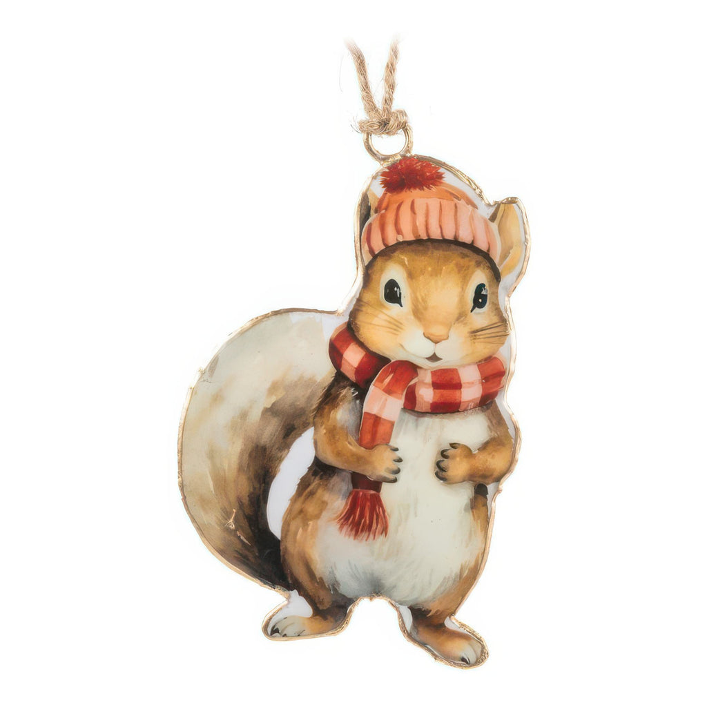 Winter Squirrel Metal Ornament.