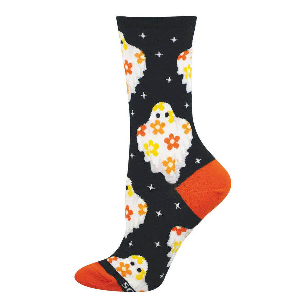 Women's Flower Ghosts Socks Black.