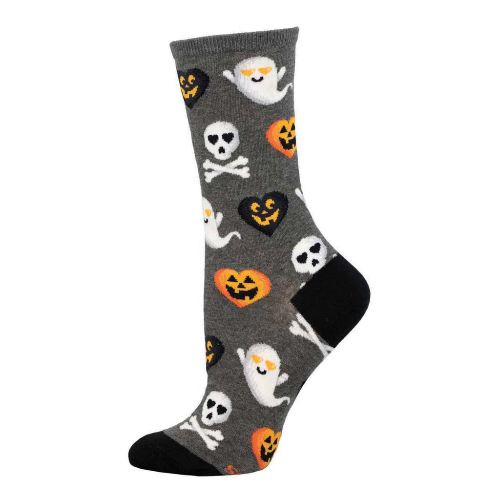 Women's I Heart Spooky Season Socks Charcoal Heather.