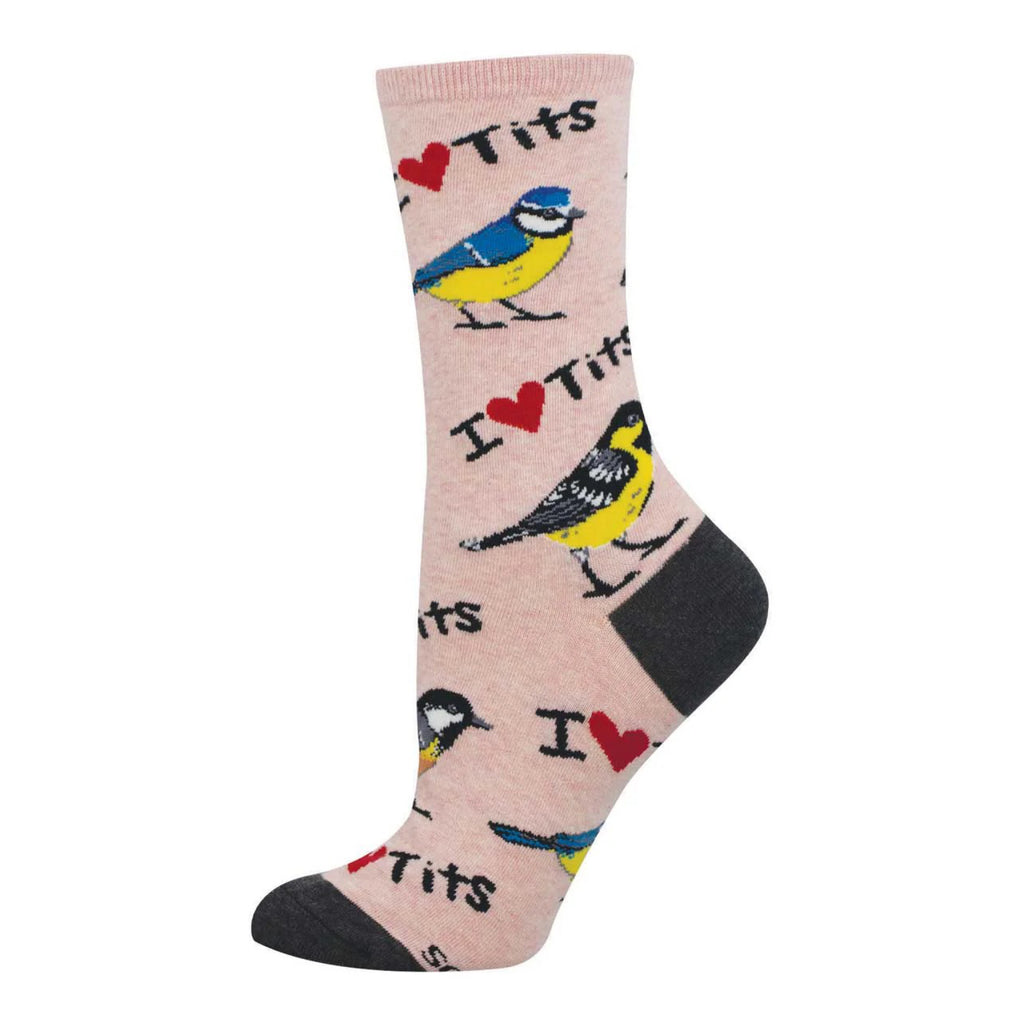 Women's I Heart Tits Socks Pink Heather.