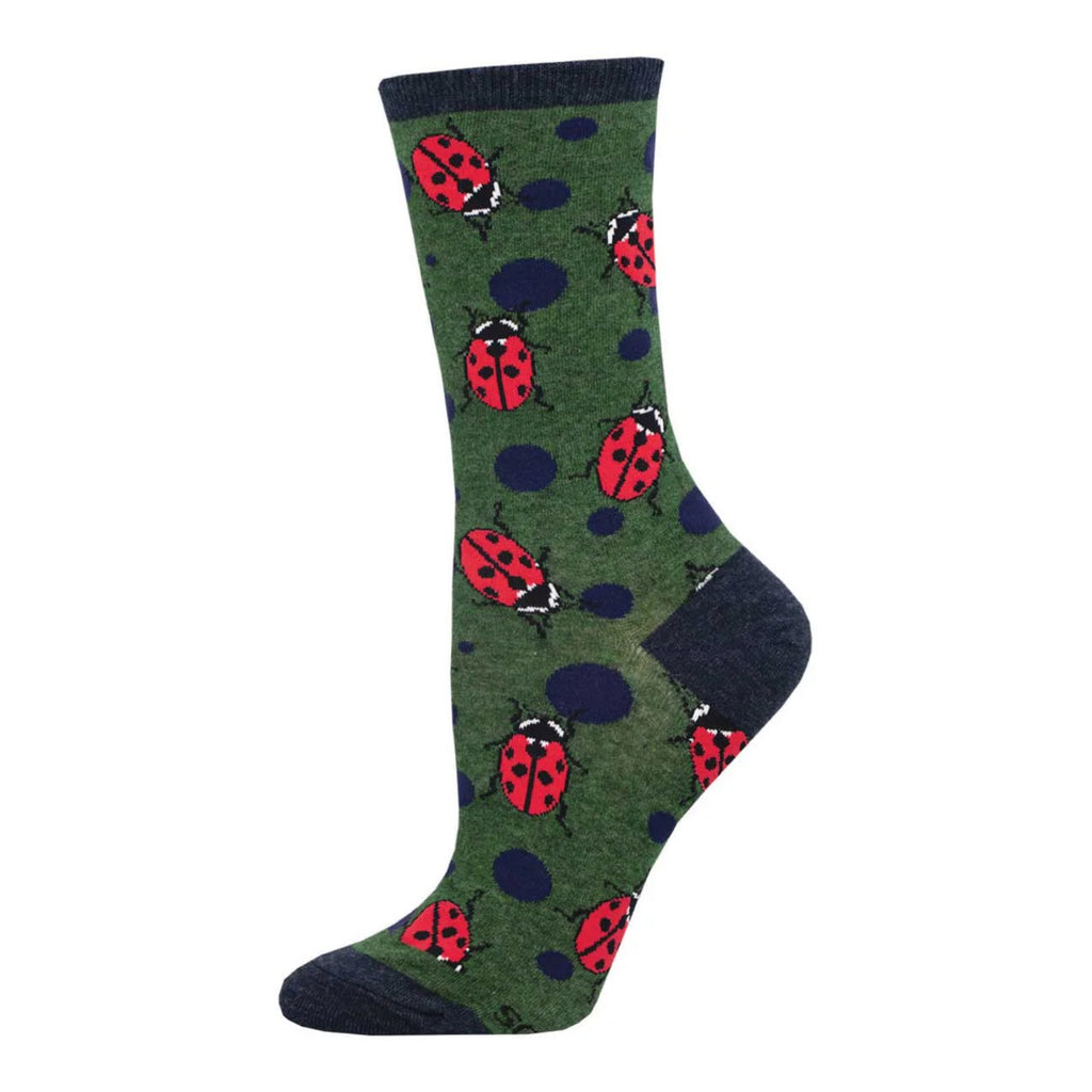 Women's Ladybugs Socks Green Heather.