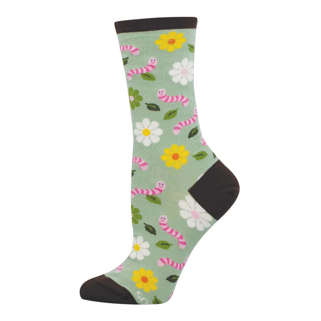 Women's Wiggly Worm Socks Green.