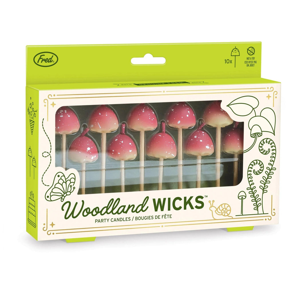 Woodland Wicks Mushroom Birthday Candles packaging.