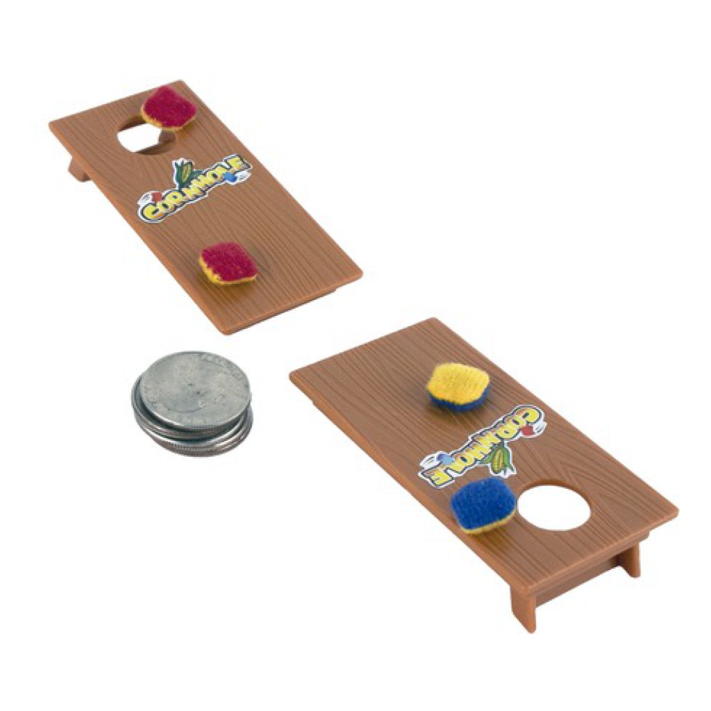 World's Smallest Cornhole Game with coins.