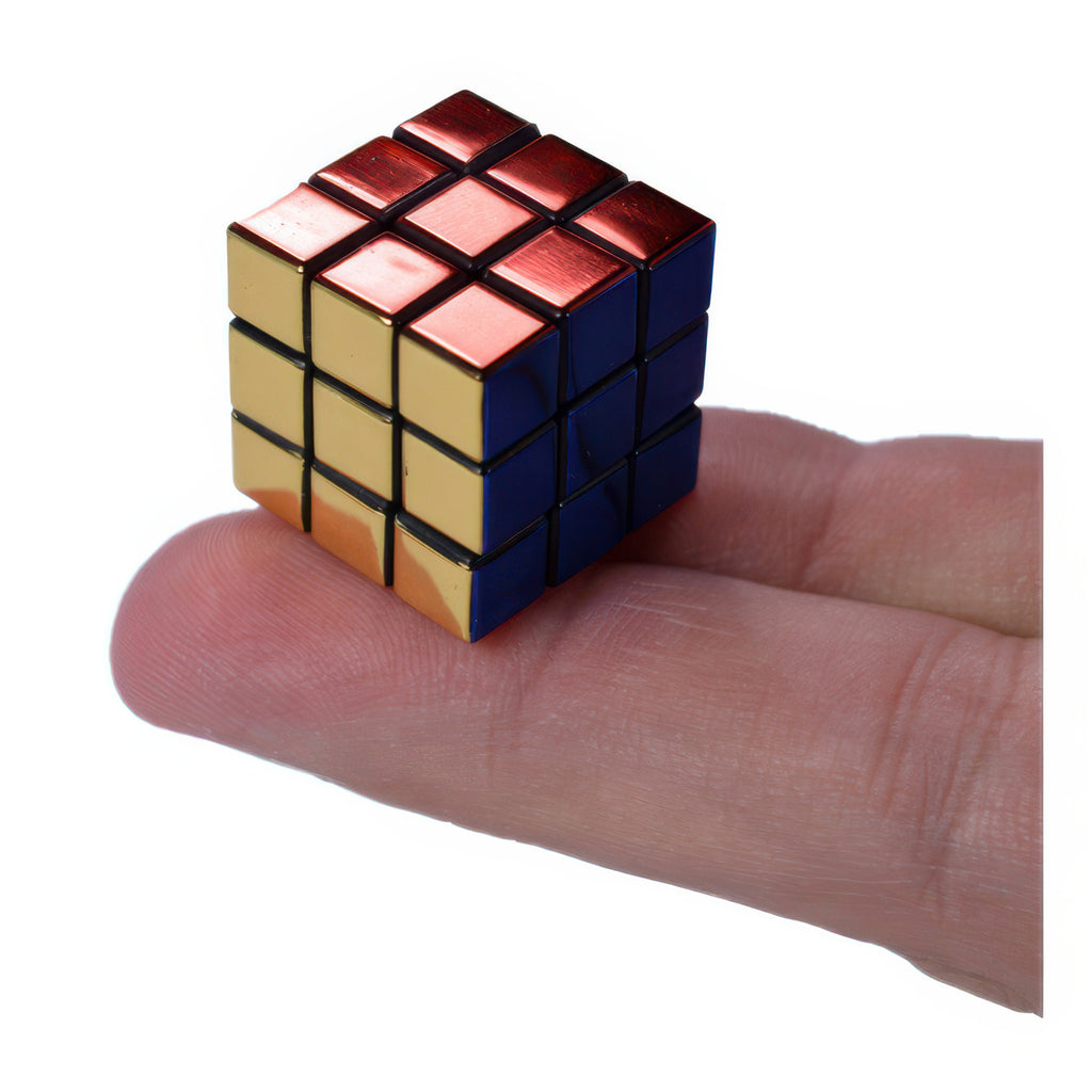 World's Smallest Rubik's Cube being held.