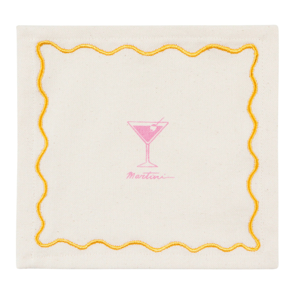 Yellow Trim Happy Hour Printed Cocktail Napkin.