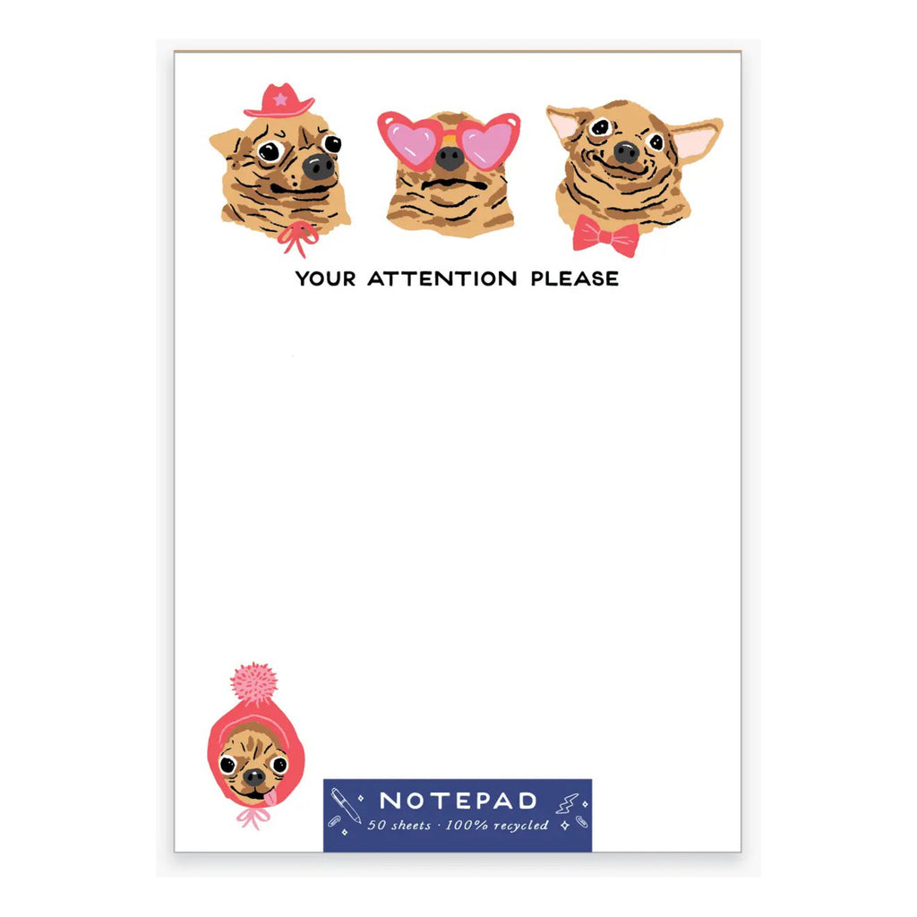 Your Attention Please Dogs Notepad packaging.