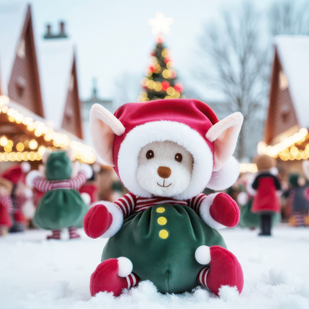 Ziggy Santa's Little Helper Green on snow.