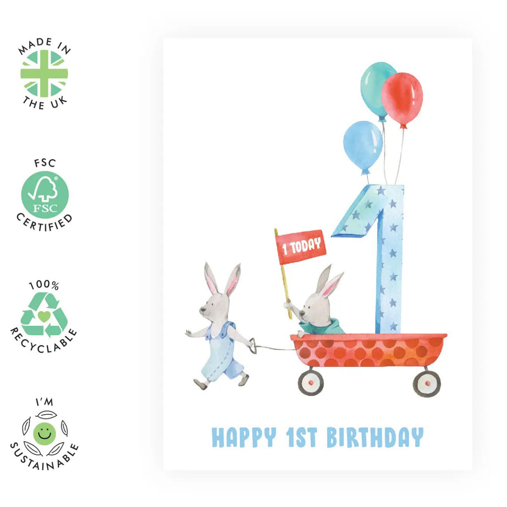 1 Today, Rabbits Birthday Card environmental features.