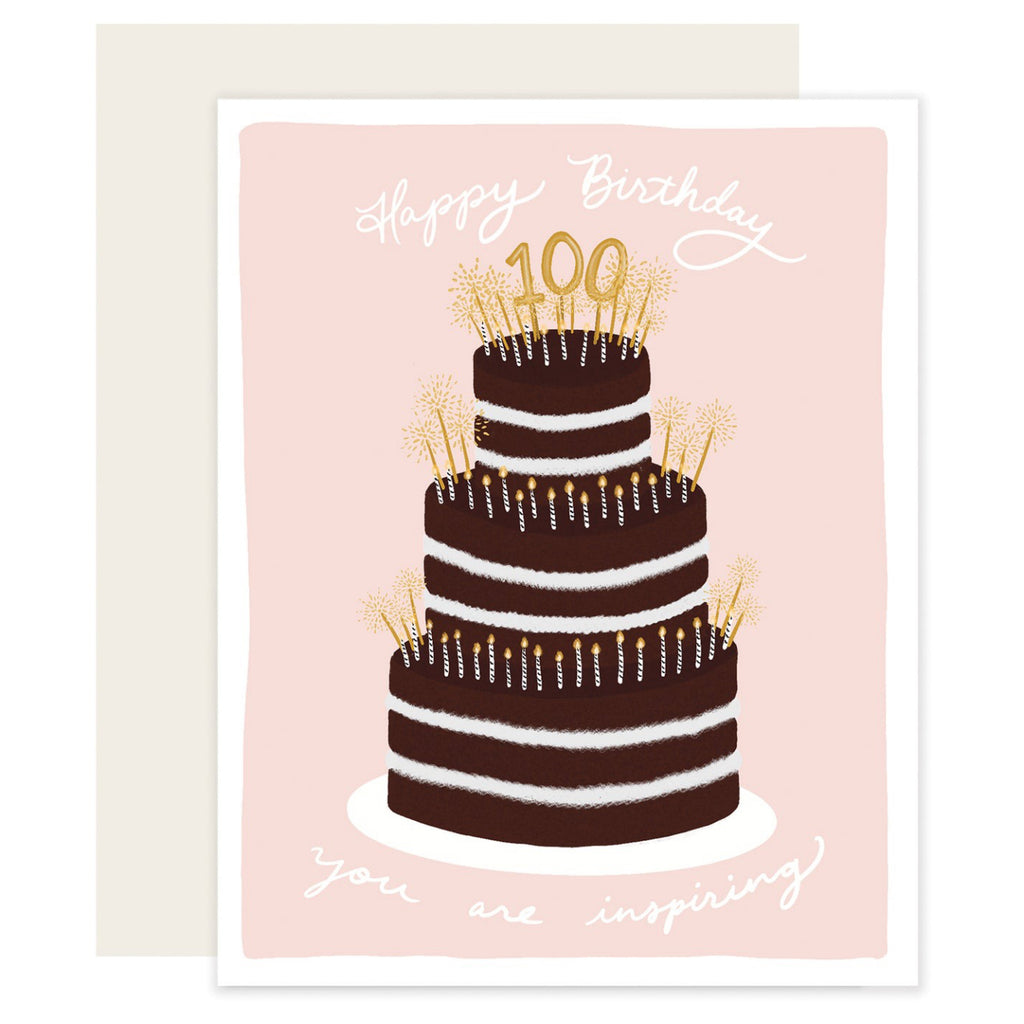 100th Birthday Brown Tiered Cake Card