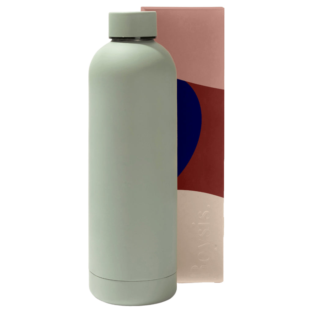 1L sage Beysis water bottle with packaging.