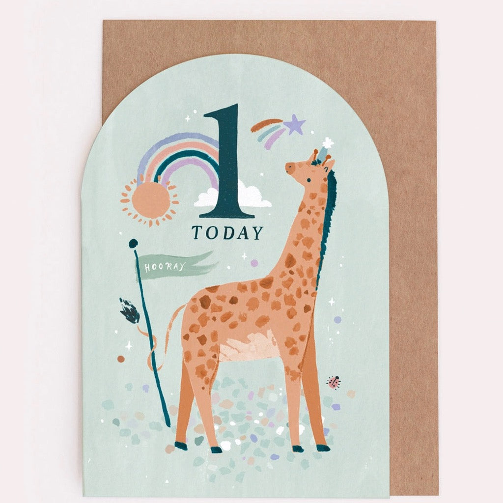 1st Birthday Giraffe Card.