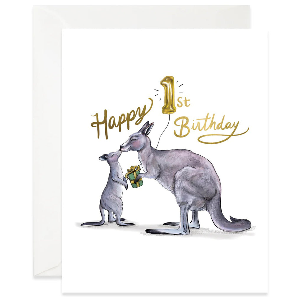 1st Birthday Kangaroo Card.