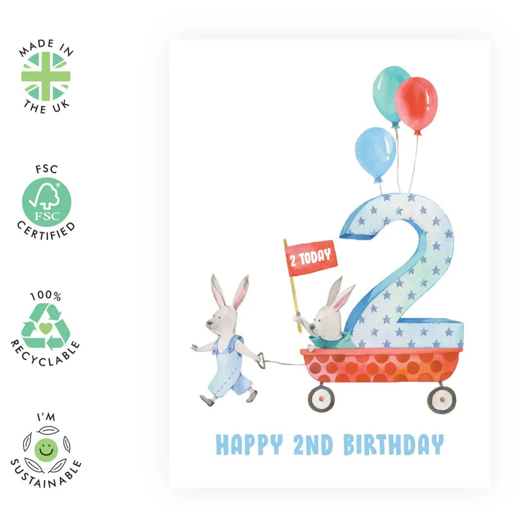 2 Today, Rabbits Birthday Card environmental features.
