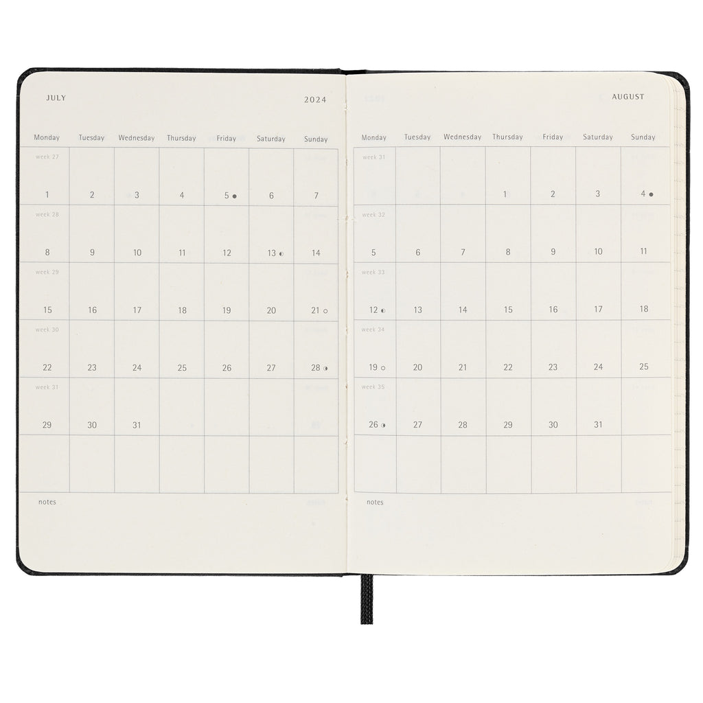2023-2024 Weekly Planner 18 Month calendar spread.