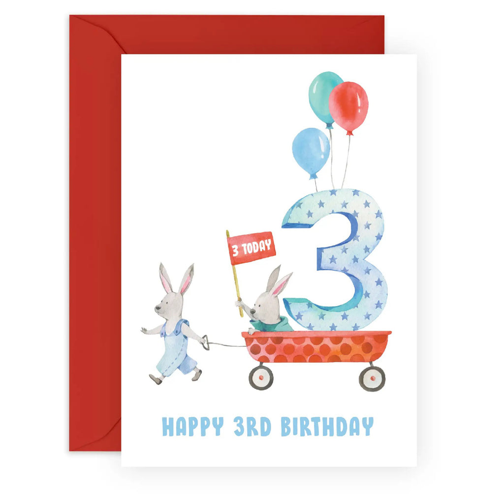 3 Today, Rabbits Birthday Card.