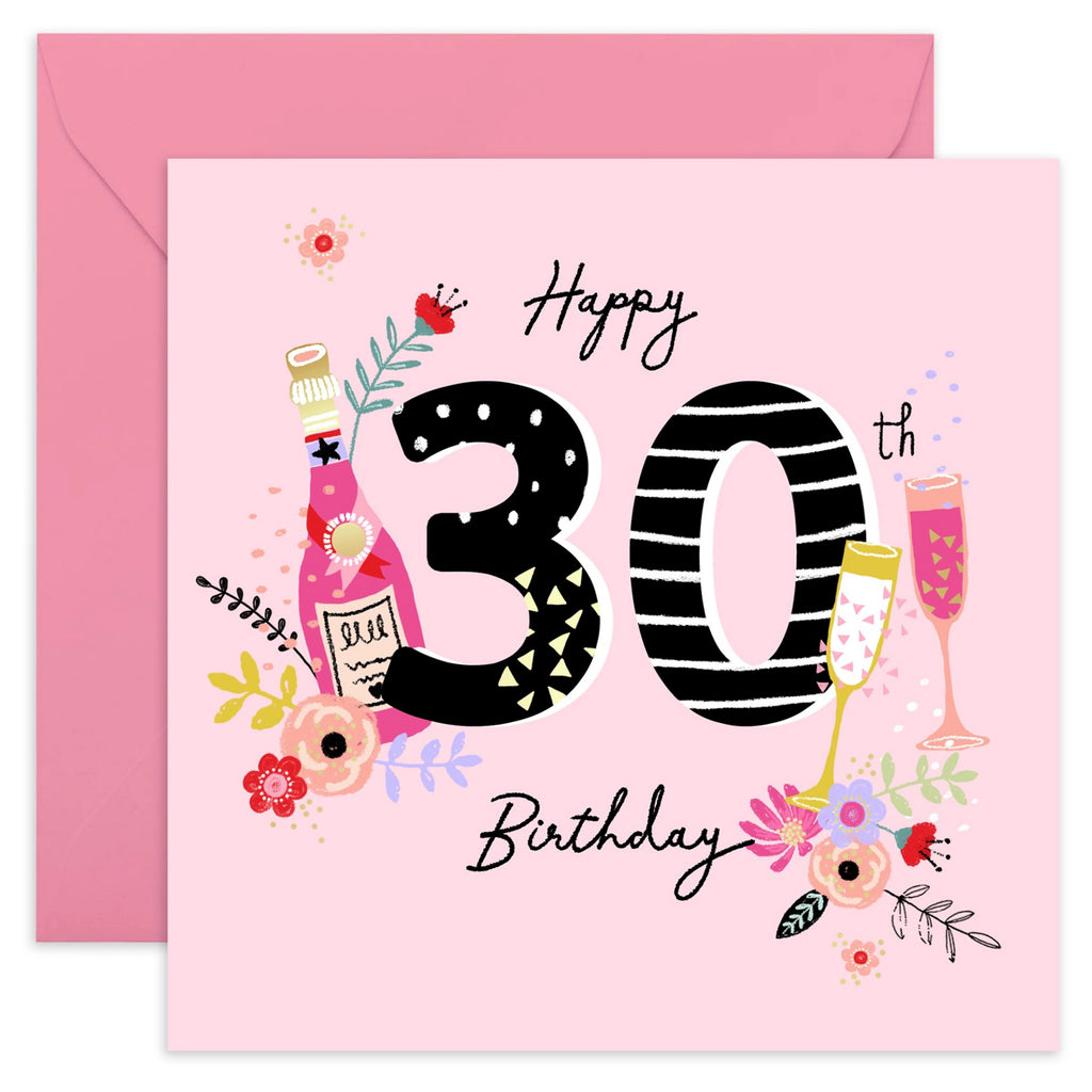 30th Birthday Pink Champagne Card