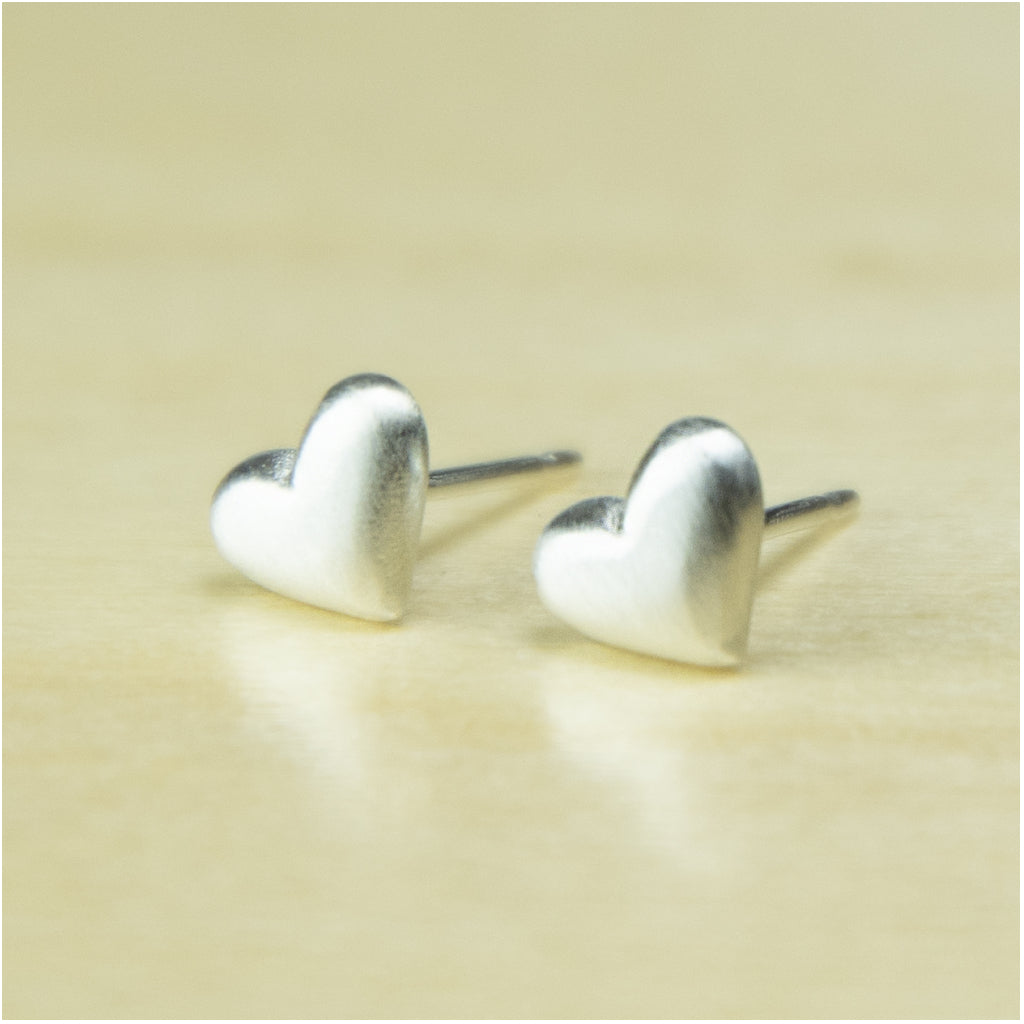 3D Heart Studs Brushed