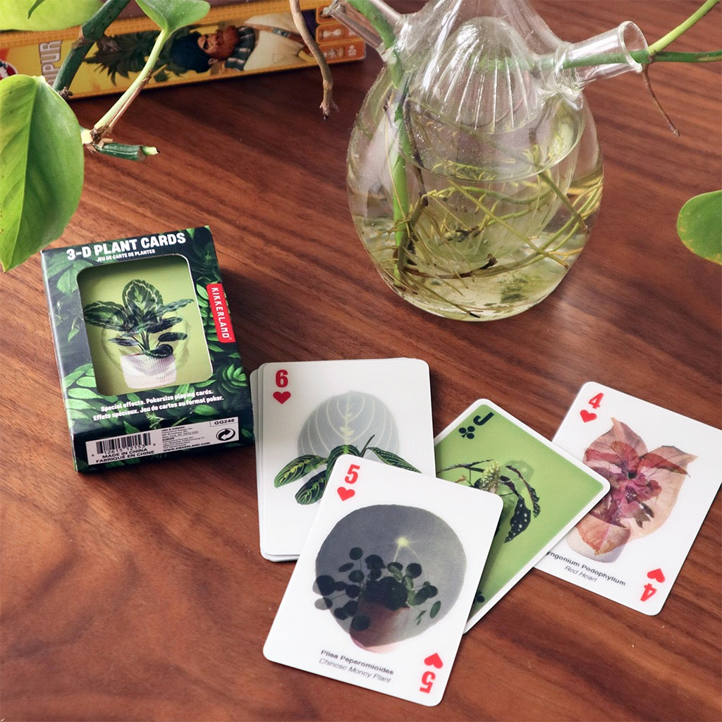 3D Plant Playing Cards on table.