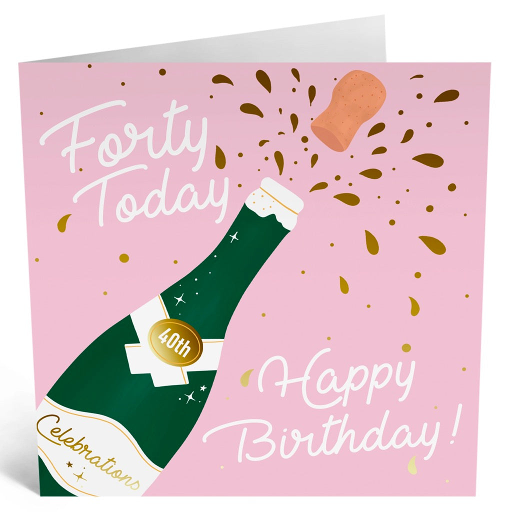 40 Today Champagne Birthday Card