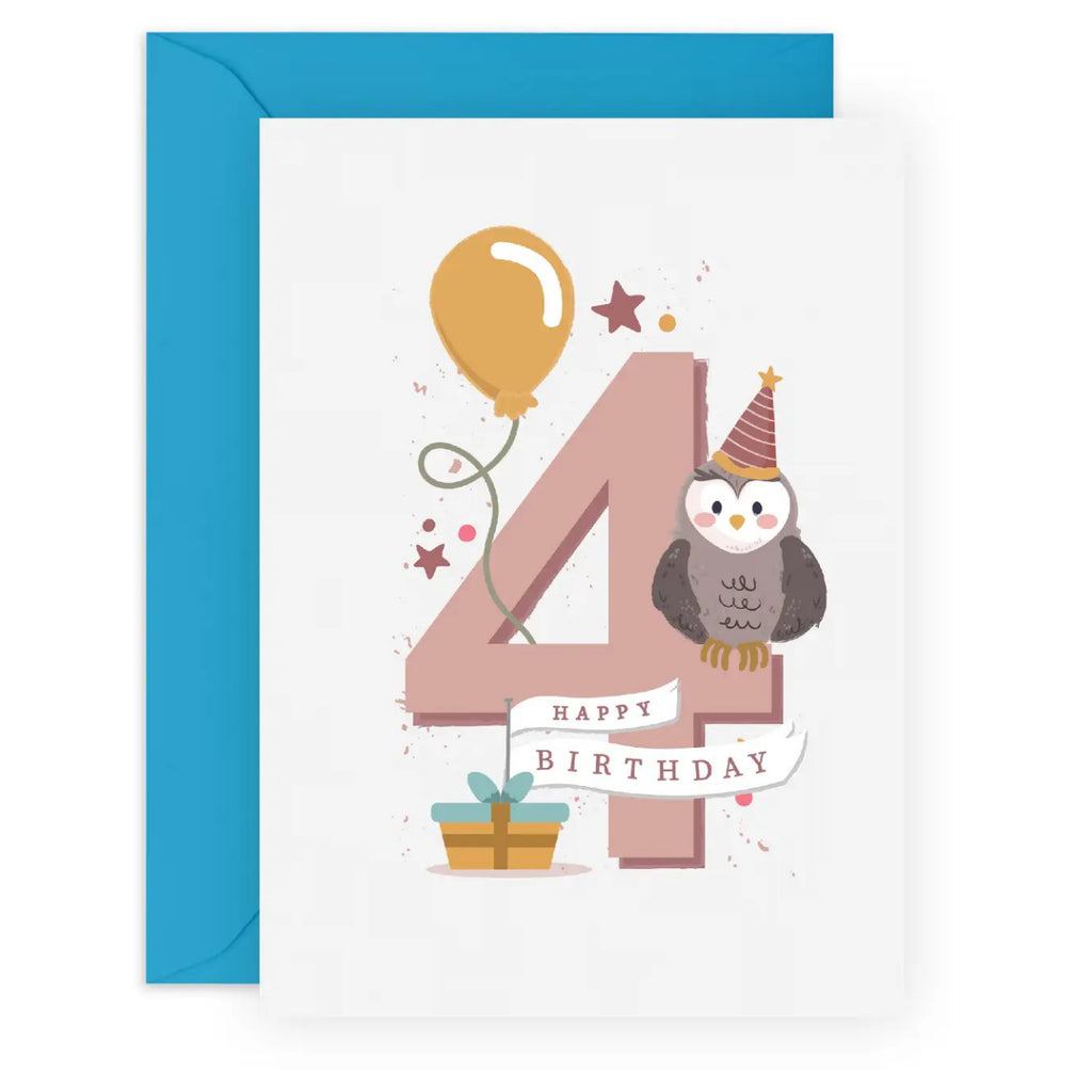 4th Birthday, Owl Card.