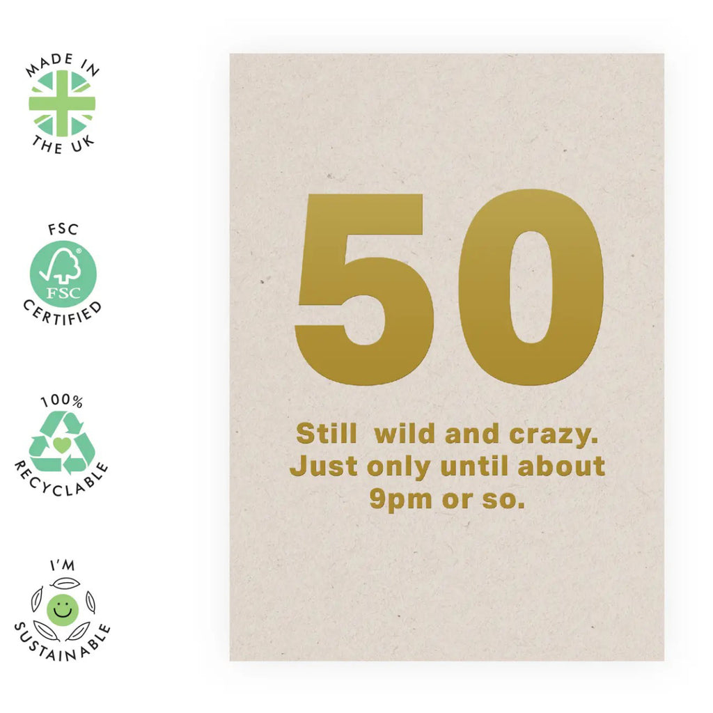 50 Still Wild & Crazy Birthday Card environmental features.