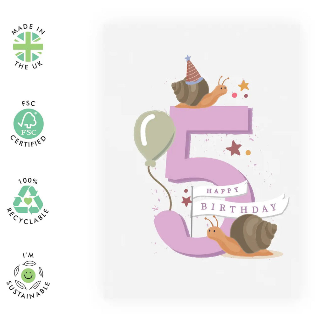 5th Birthday, Snails Card environmental features.