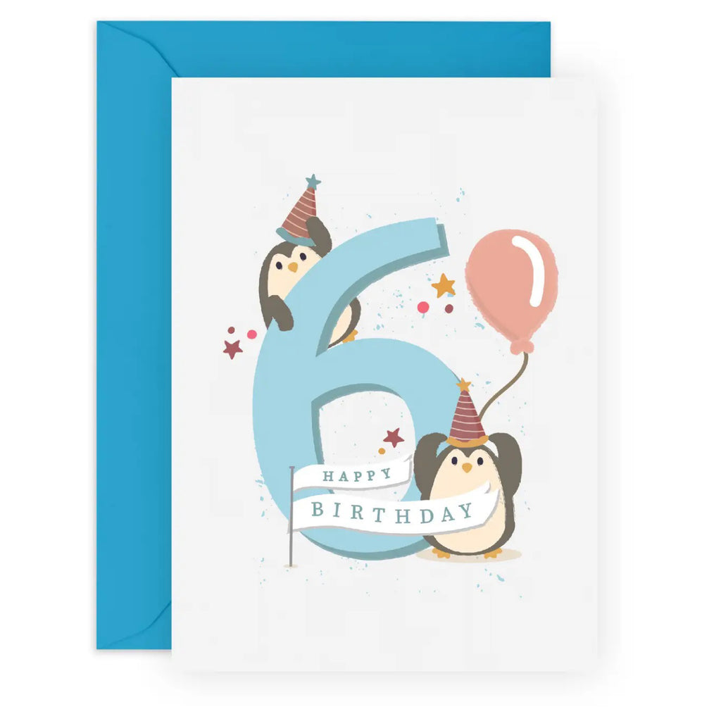 6th Birthday, Penguins Card.