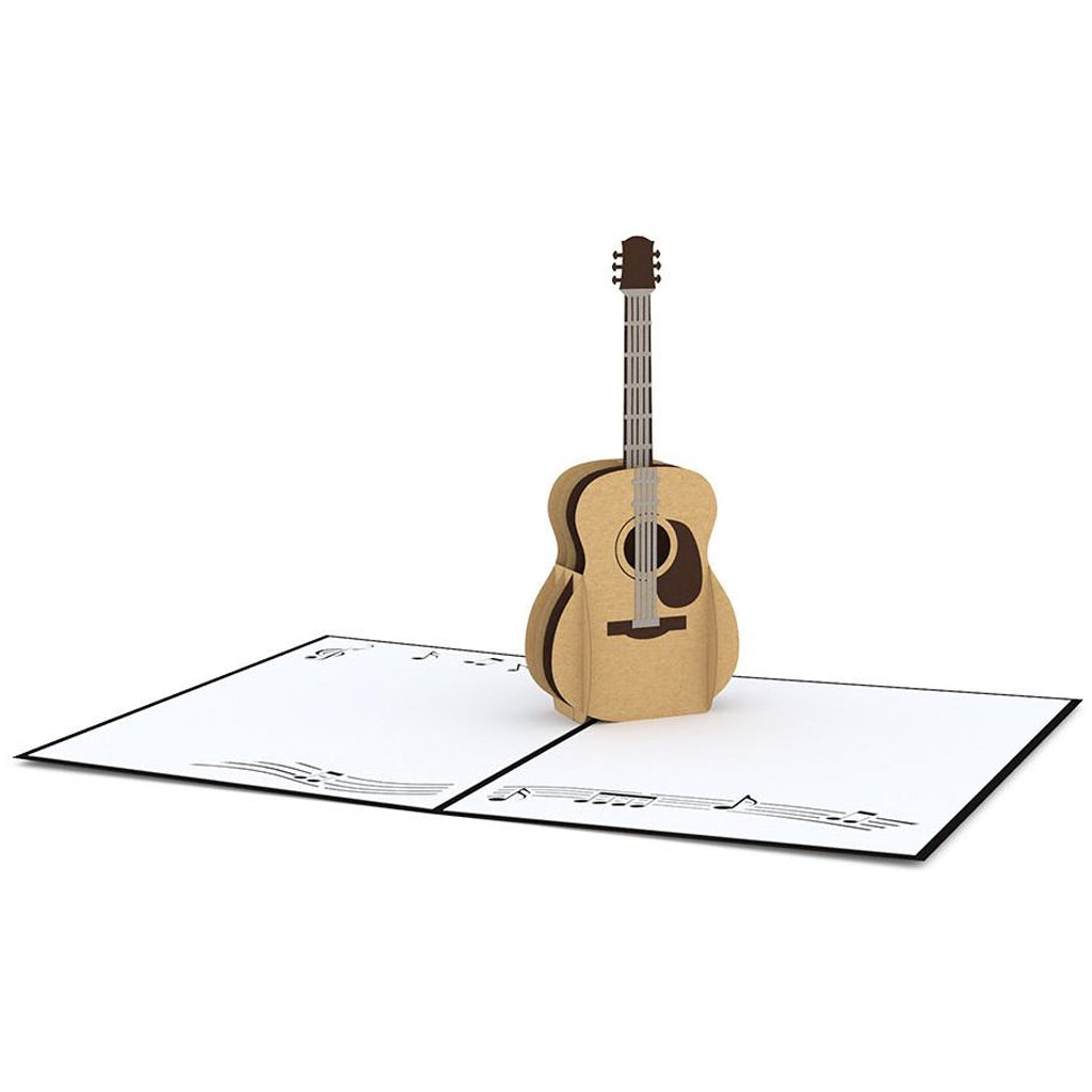 Acoustic Guitar 3D Pop Up Card Open