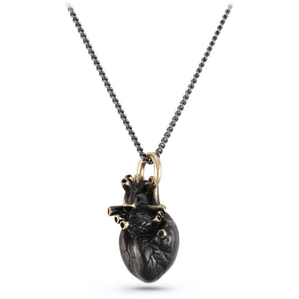 Anatomical Heart Large Black Bronze Necklace