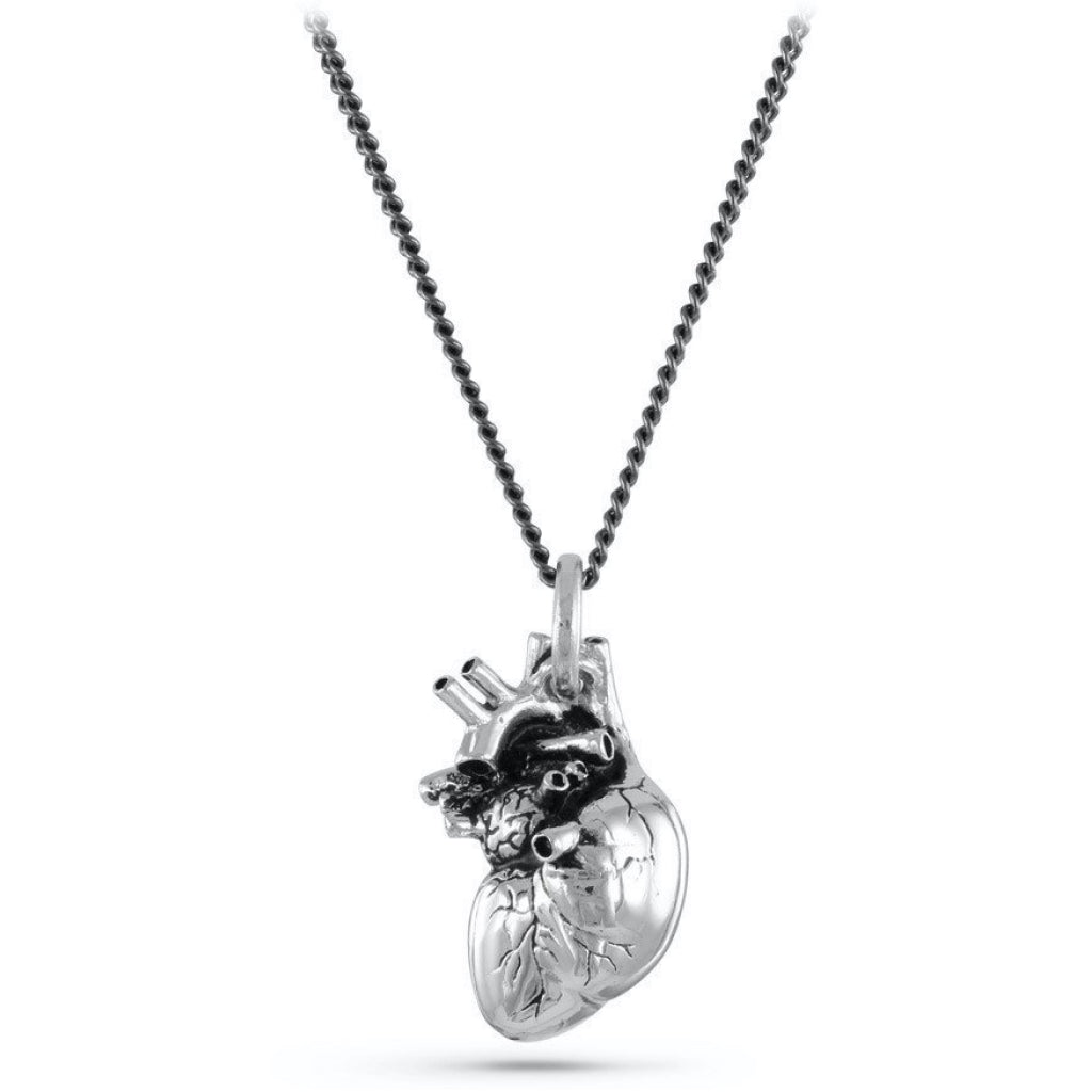 Anatomical Heart Large Silver Necklace