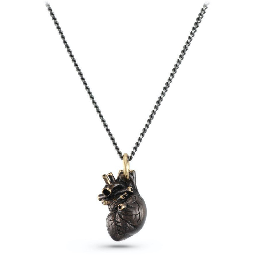 Anatomical Heart Small Black Bronze Necklace