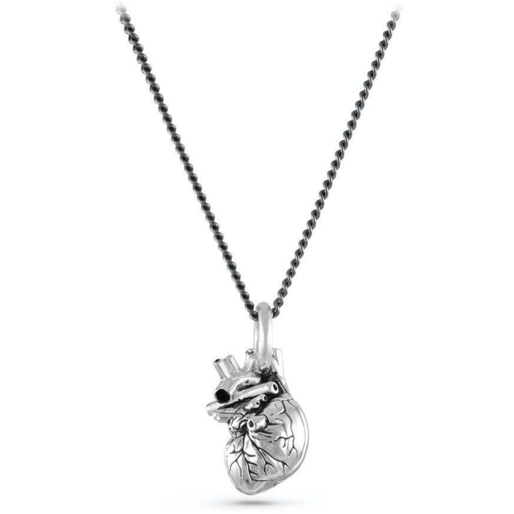 Anatomical Heart Small Silver Necklace