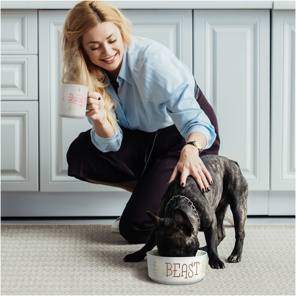 Beauty & Beast Ceramic Mug & Dog Bowl Set Lifestyle