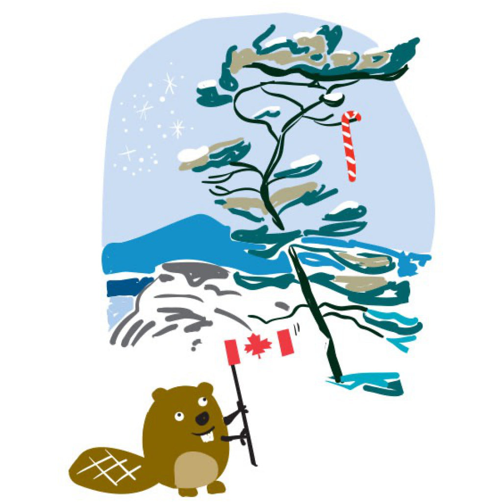 Beaver & Group of 7 Tree Holiday Card
