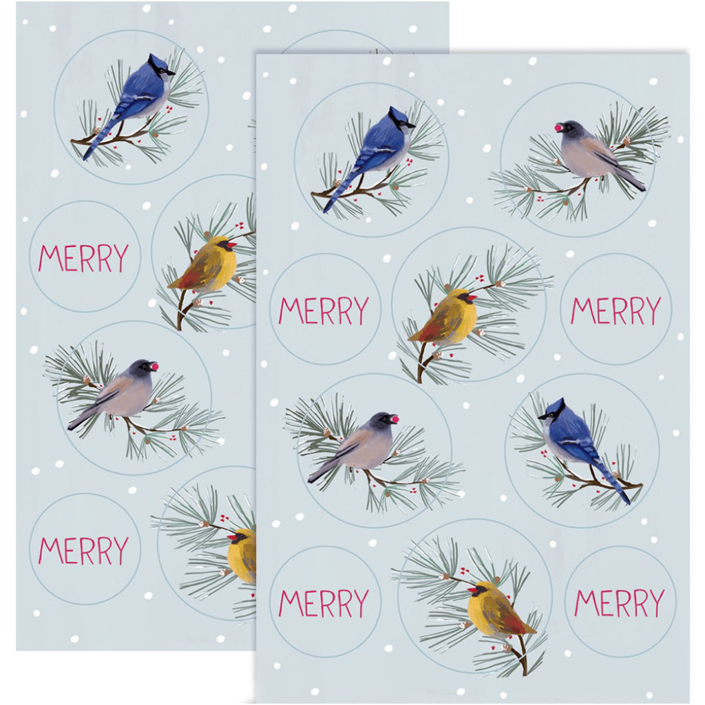 Birds All Around Boxed Christmas Cards Stickers